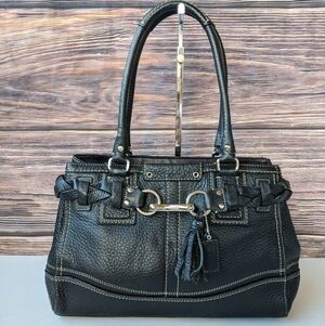 Coach Hamptons black pebbled leather satchel, style number F13084
